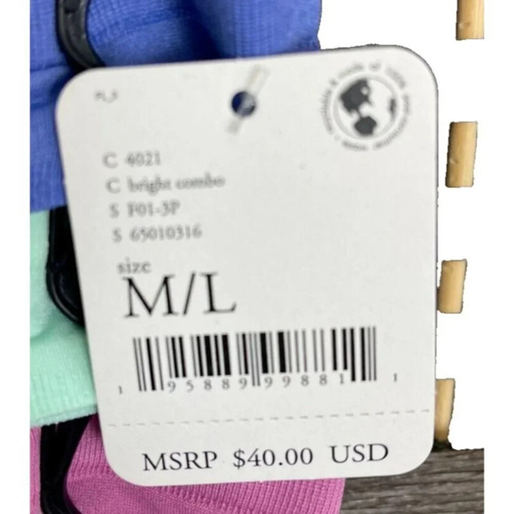 Free People M/L Bright Color Combo Seamless Low-Rise No Show Thong Panties 3-Pk - Picture 5 of 5